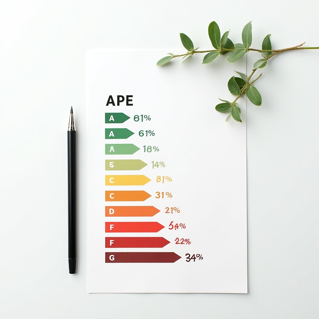 Scala grafica delle classi energetiche A4-G con colori dal verde al rosso su sfondo bianco pulito