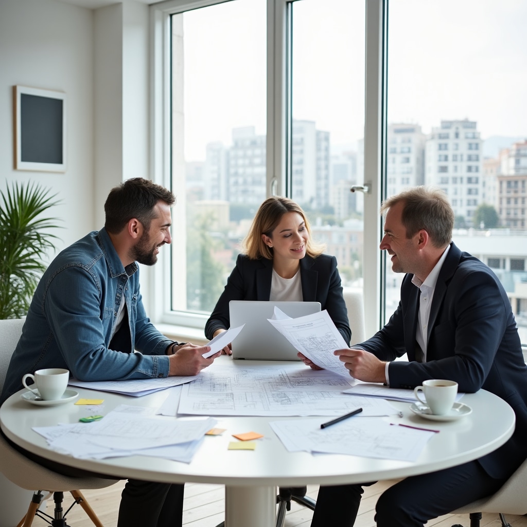 Team Narcap Green riunito in sala riunioni con documentazione tecnica e schermo con grafici energetici